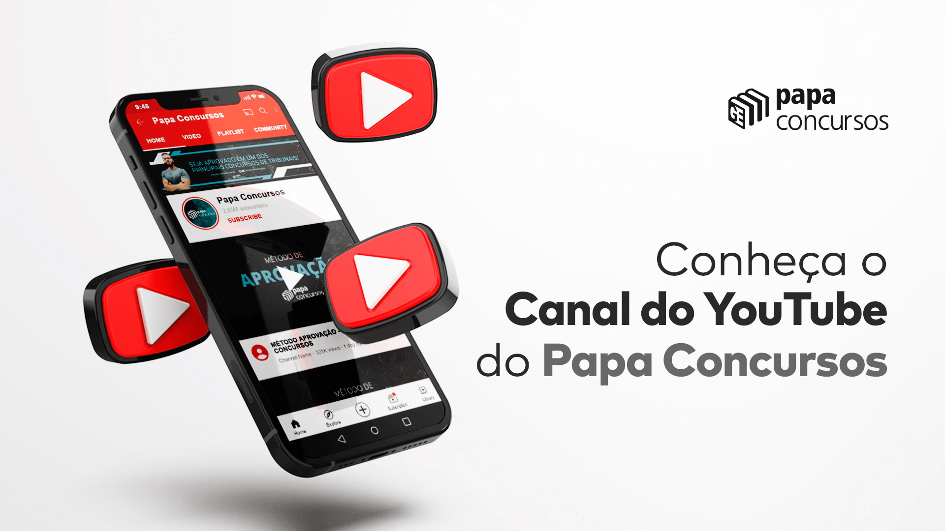 Conhea o Canal do YouTube do Papa Concursos